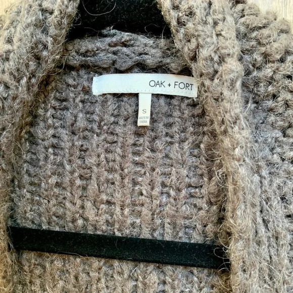 Oak and Fort chunky knit cardigan sweater wool blend Oversized Gray Small - Picture 10 of 12